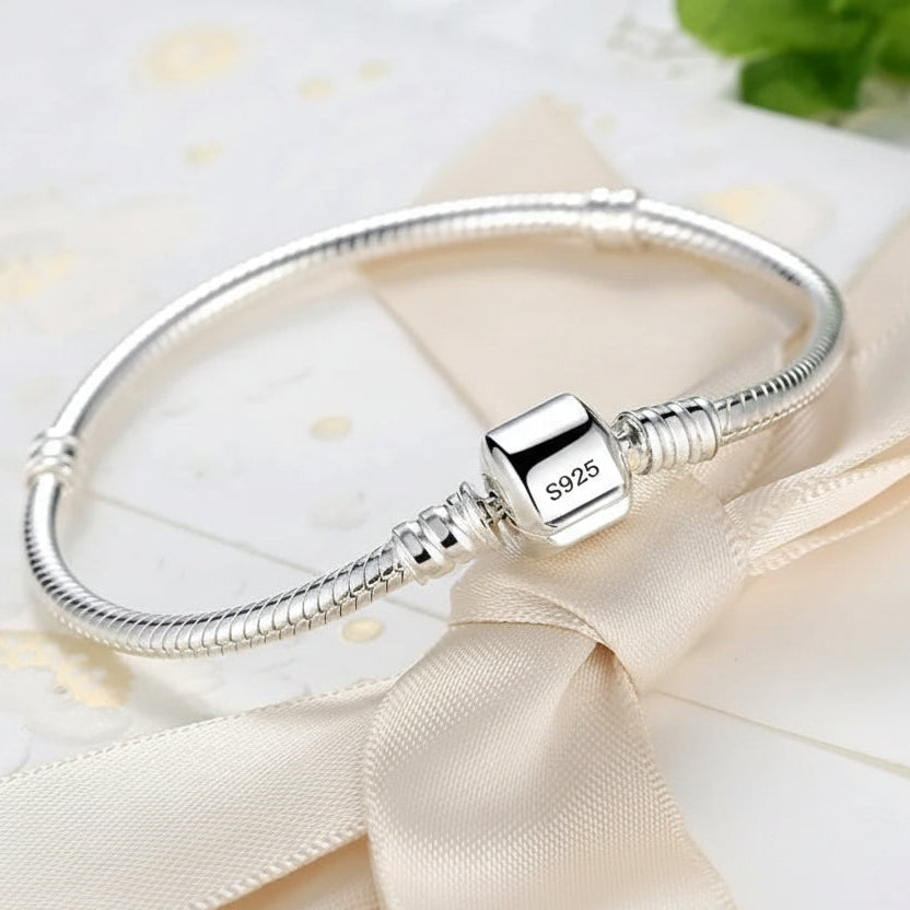 FINAL SALE - Barrel Clasp Snake Chain Charm Bracelet