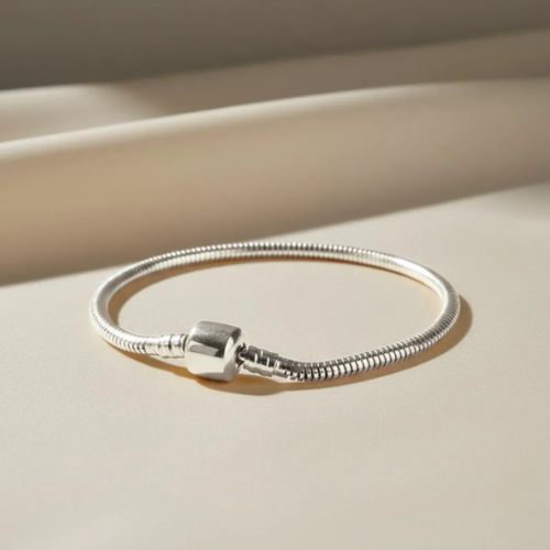 FINAL SALE - Barrel Clasp Snake Chain Charm Bracelet