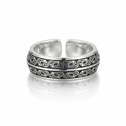 Ravion – Oxidised Silver Engraved Ring