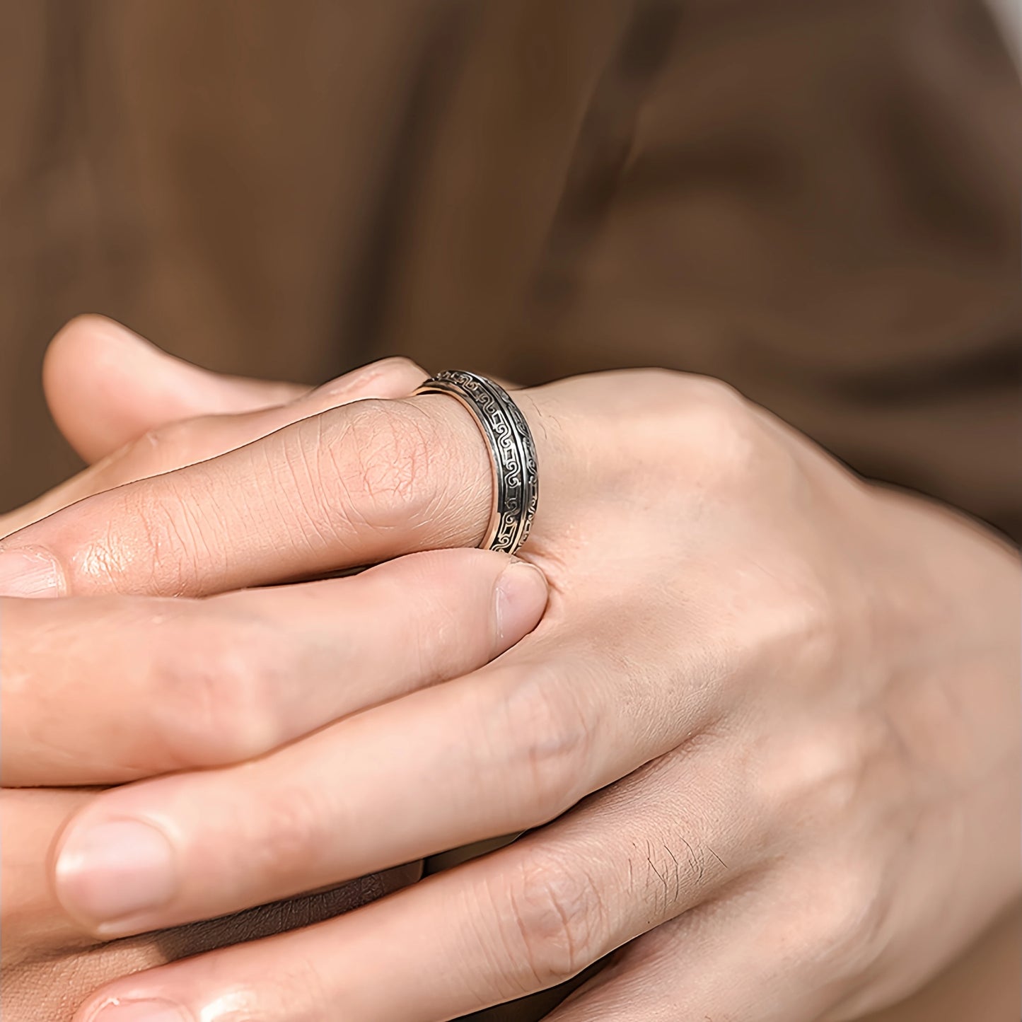 Ravion – Oxidised Silver Engraved Ring