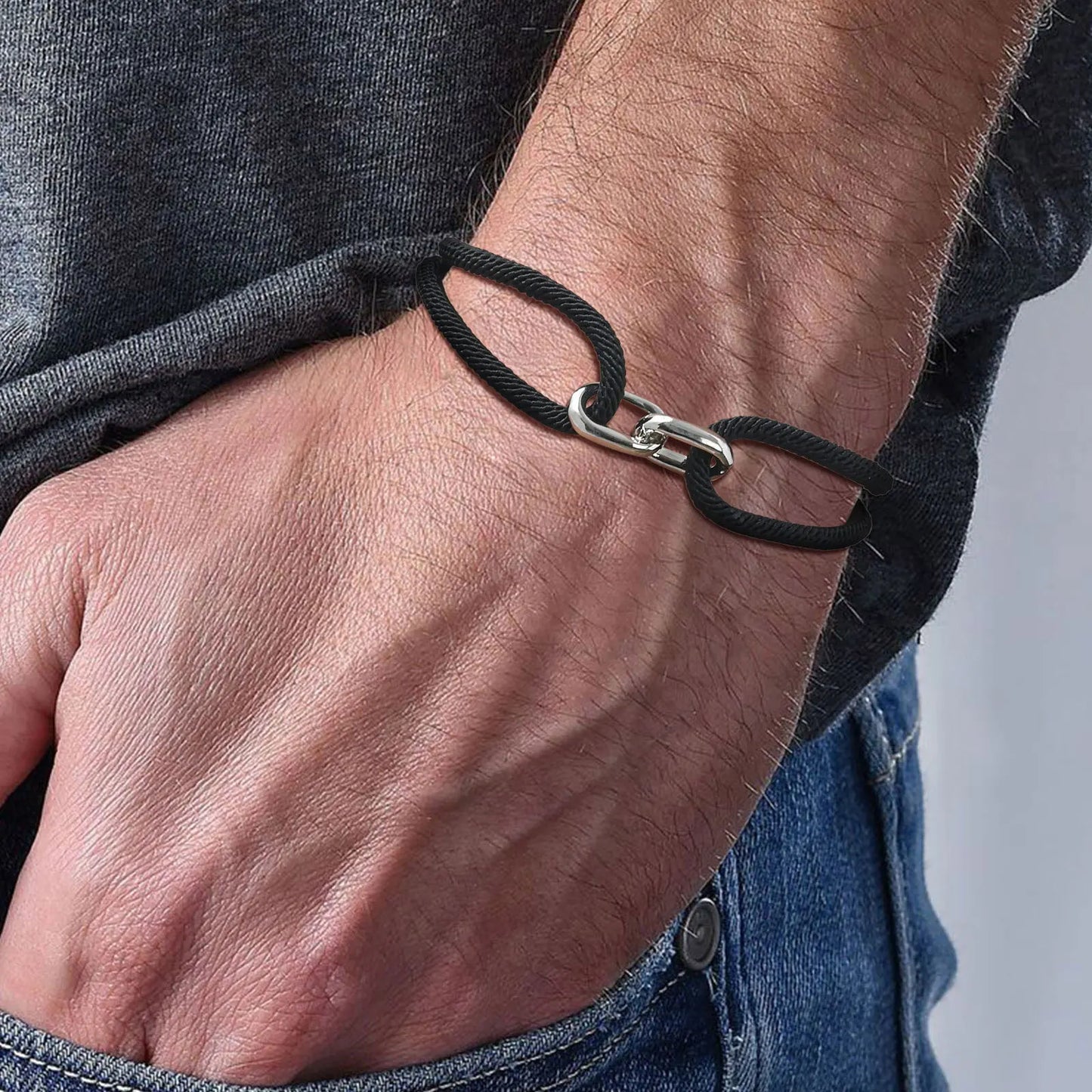 Veltrix Black Milan Rope Bracelet