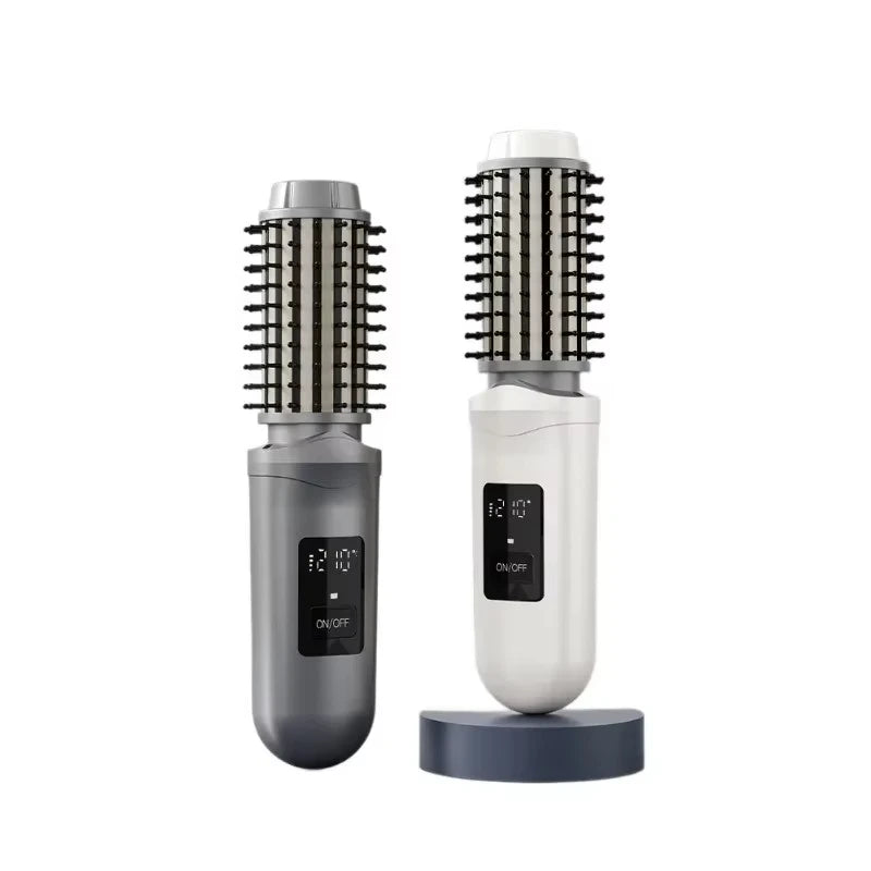 Cordless Hair Straightener Brush 2 in 1 Ionic Hot Comb USB Rechargeable Portable Hair Styling Tool