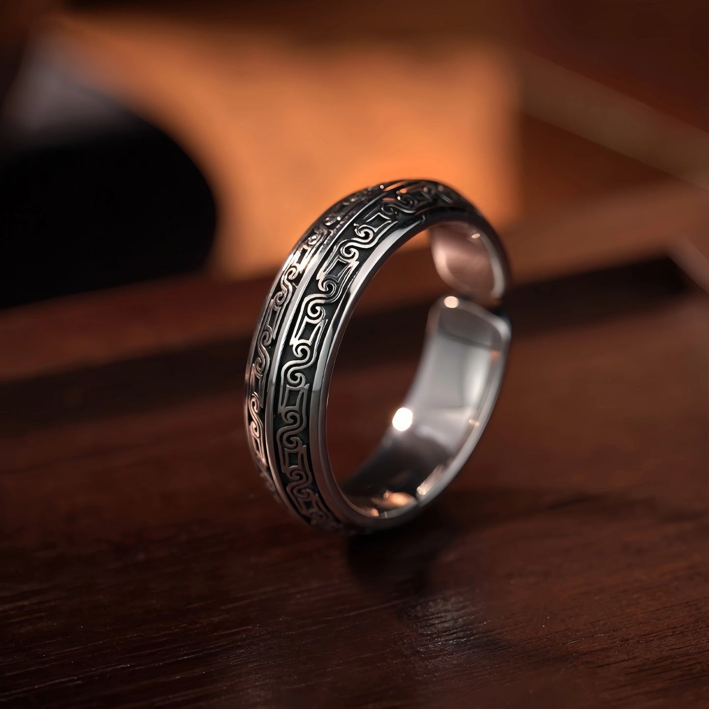 Ravion – Oxidised Silver Engraved Ring