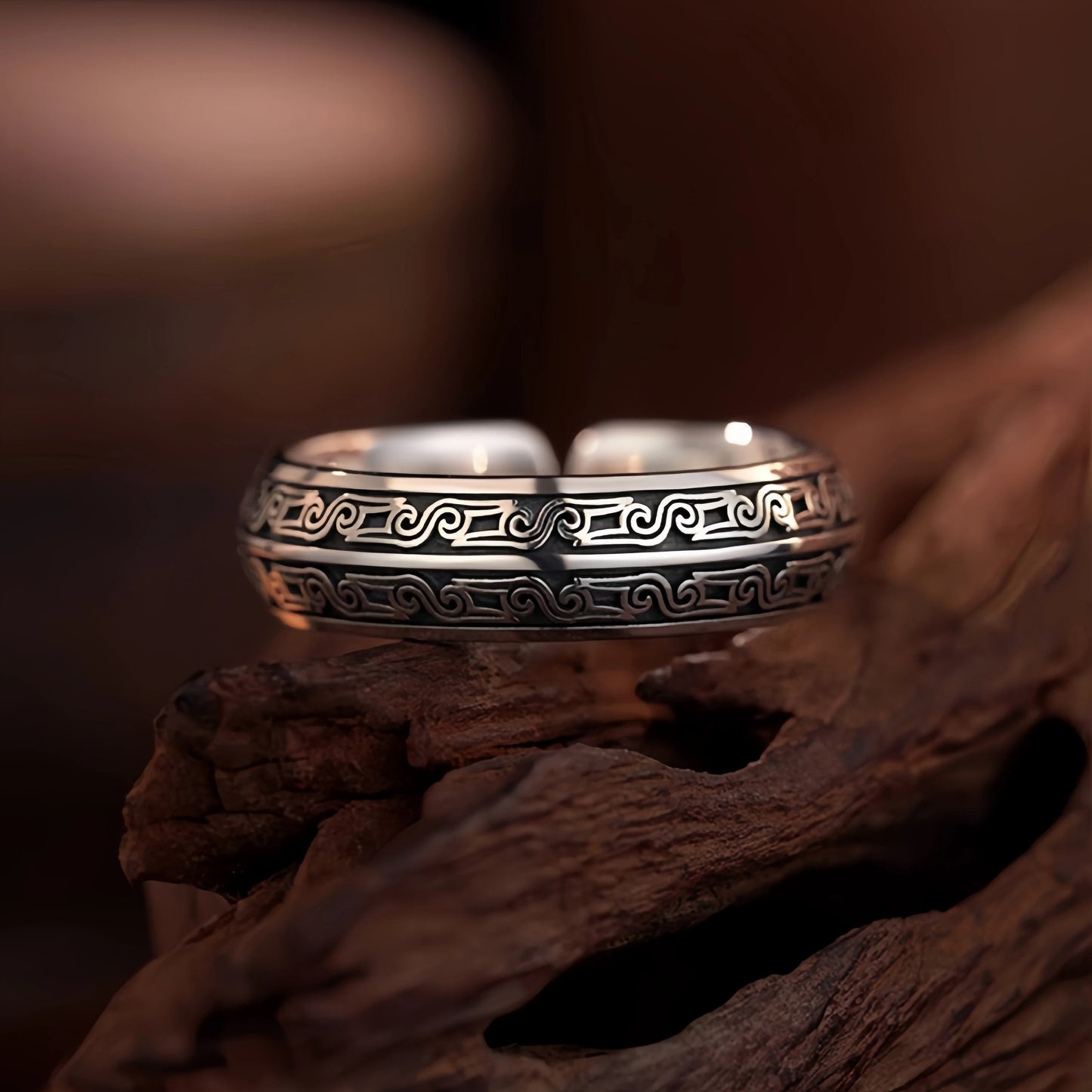Ravion – Oxidised Silver Engraved Ring
