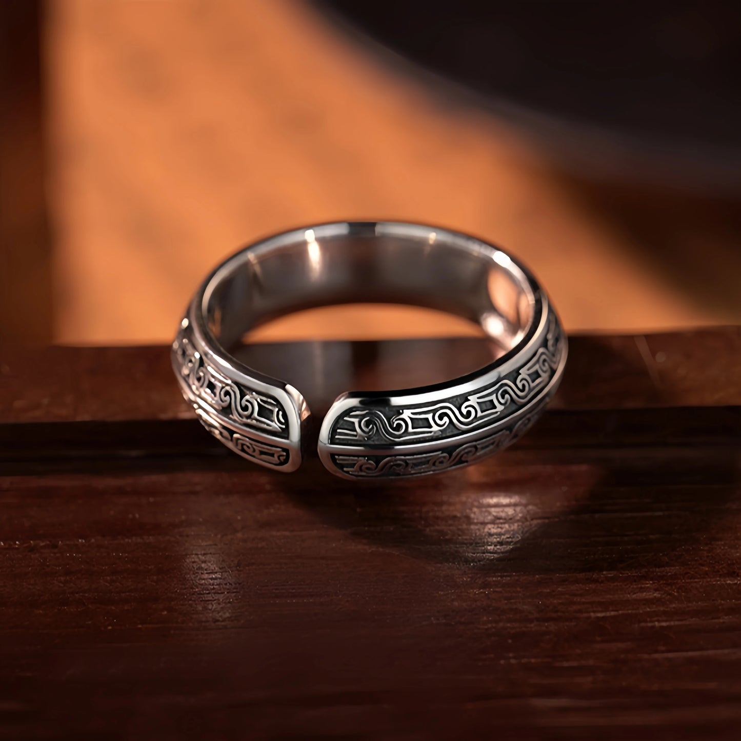 Ravion – Oxidised Silver Engraved Ring