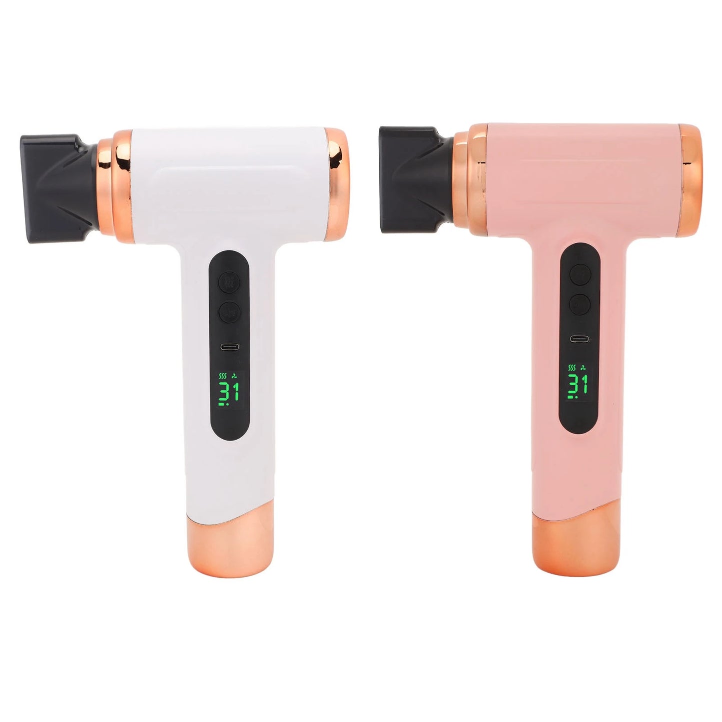 Hair Blow Dryer 200W 15000mAh Portable Hair Dryer USB Rechargeable Multi Modes Lightweight Fast Drying with Nozzle for Travel